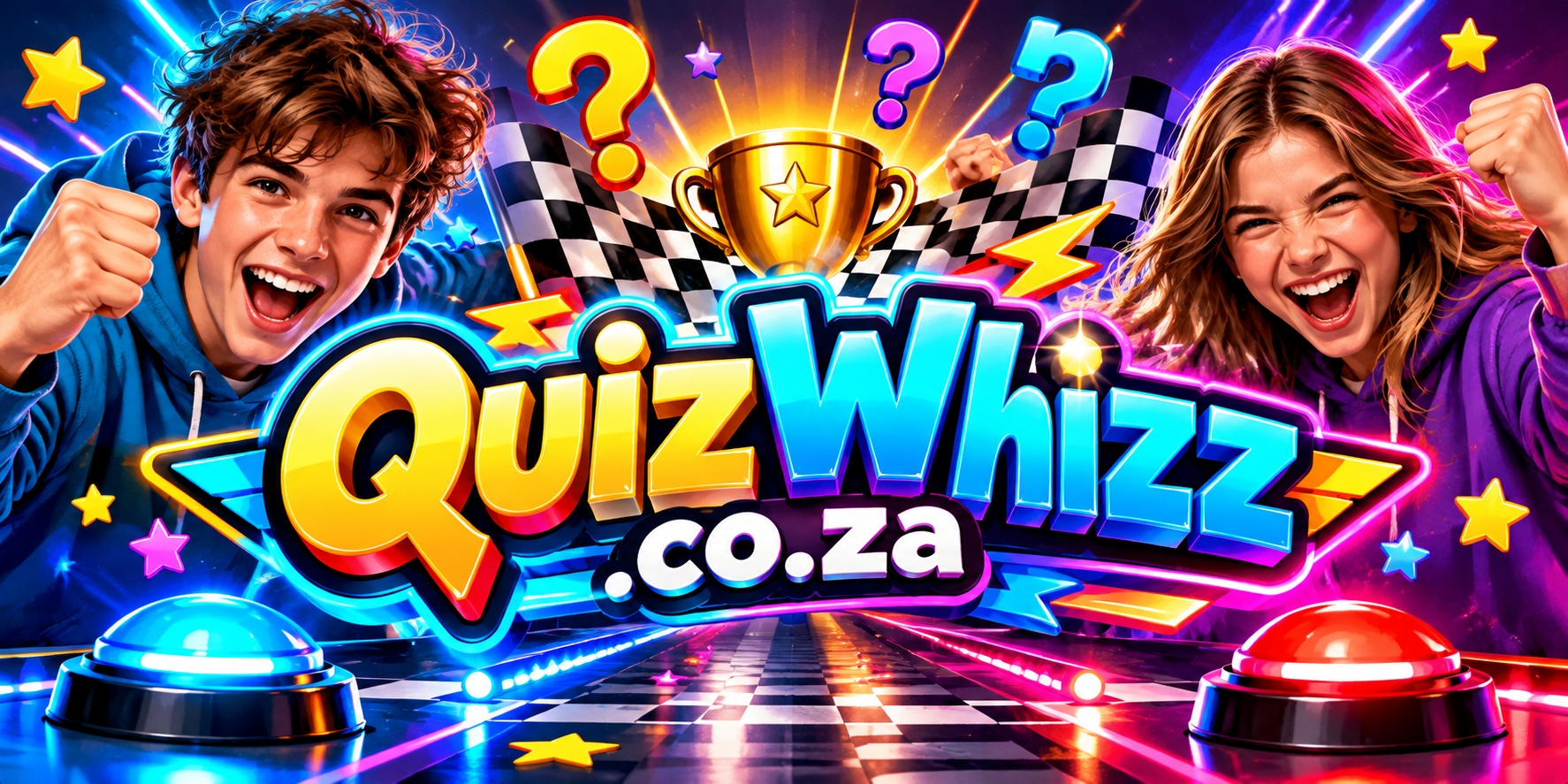 Race 2 100 — red and blue racing cars, dice and checkered flag